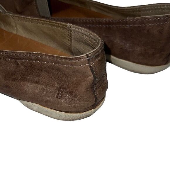 Frye Melanie Distressed Leather Loafers Light Brown Slip On Womens Sz 7.5 READ - Picture 9 of 11